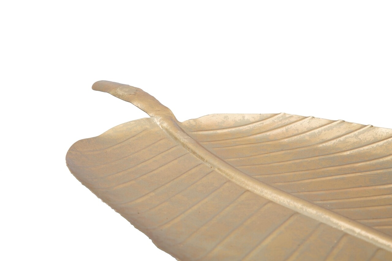 Platou decorativ Leaf, Mauro Ferretti, 55x18x2 cm, fier, auriu - 2 | YEO