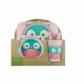 Set de masa pentru copii Owl, Jocca, 10 x 23 x 25.5 cm, 100% bambus, multicolor