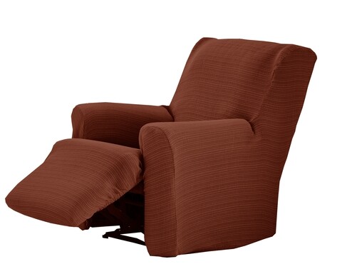 Husa fotoliu cu recliner elastica bi-stretch, Aquiles, caramiziu C/9