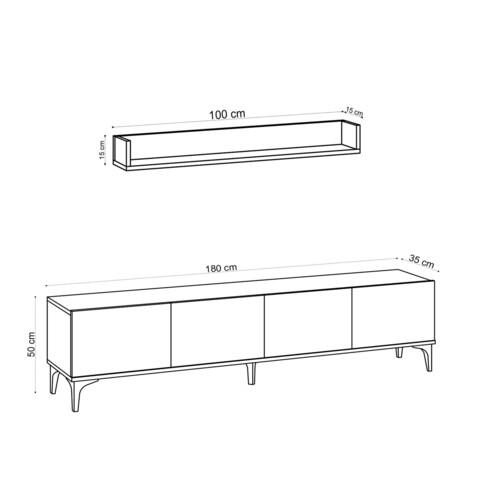 Comoda TV, Emerald, Primo, 180x50x35 cm, Maro