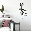 Decoratiune de perete, Rose in Hand, Metal, Dimensiune: 54 x 100 cm, Negru