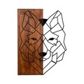 Decoratiune de perete, Wolf1, 50% lemn/50% metal, Dimensiune: 45,5 x 58 cm, Nuc / Negru