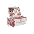 Cos de picnic pentru 4 persoane, DKD Home Decor, 40 x 28 x 20 cm, rachita, rosu/alb