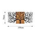 Decoratiune de perete, Tree, 50% lemn/50% metal, Dimensiune: 150 x 3 x 70 cm, Nuc negru