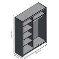 Dulap pentru haine Elodie, Pakoworld, cu 2 usi glisante si oglinda, 180x61x216 cm, PAL/MDF, sonoma