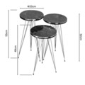 Set 3 masute de cafea Wakmi, Pakoworld, 33x33x55 cm, PAL/metal, negru marmorat/auriu