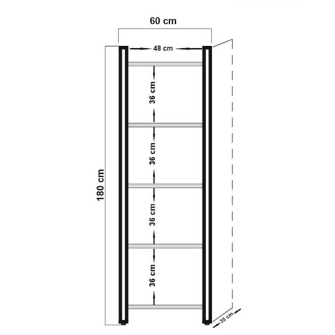 Biblioteca Cosmo Penta, Sapphire, 60x35x180 cm, natural/negru