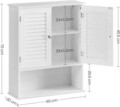 Dulap pentru baie / cabinet de perete Vasagle, 60x20x70 cm, max. 15 kg, MDF, alb