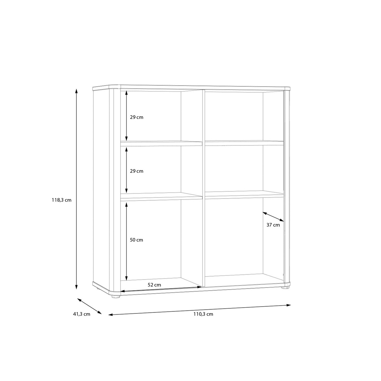 Dulap multifunctional Oude, Bedora, 110.3x41.3x118.3 cm, PAL/MDF/lemn, alb/stejar