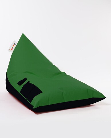 Fotoliu puf, Bean Bag Ferndale, Pyramid Double Color, 145 cm, poliester impermeabil, verde/negru