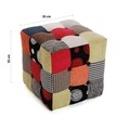 Taburet, Versa, Cube Philippe, 35 x 35 x 35 cm, lemn/bumbac, multicolor