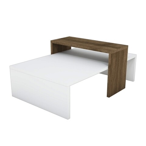 Masuta de cafea Glow White, Puqa Design, 80x50x31,8 cm, aluna/alb