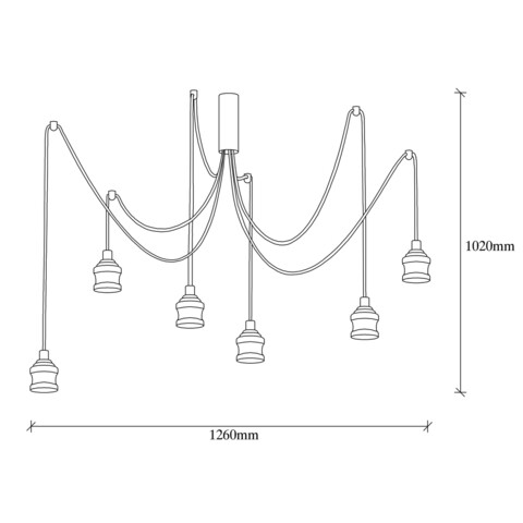 Candelabru Kabluni MR - 914, Opviq, 126 x 102 cm, 6 x E27, 100W, cupru