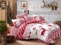 Lenjerie de pat pentru doua persoane, Nazenin Home, Noel, 100% bumbac ranforce, 4 piese, multicolor