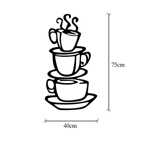 Decoratiune de perete, Coffee, Metal, Dimensiune: 40 x 75 cm, Negru