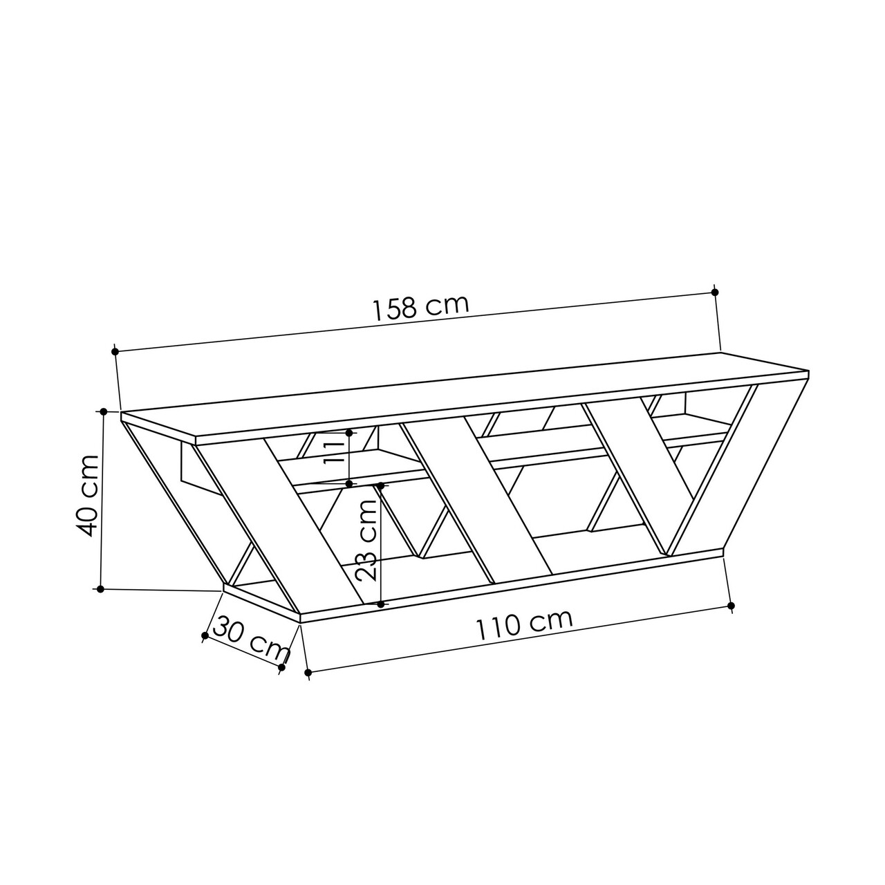 Comoda TV Ralla, Decortie, 158x30x40 cm, gri - 2 | YEO