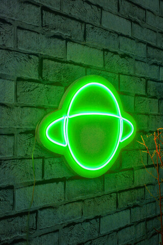 Decoratiune luminoasa LED, Saturn, Benzi flexibile de neon, DC 12 V, Verde