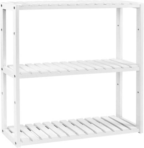 Raft de depozitare multifunctional Vasagle, 60x15x54 cm, bambus, alb