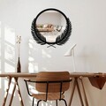 Oglinda decorativa, Palm Mirror M, Metal, Dimensiune: 48 x 45 cm, Negru