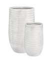 Set ghivece pentru exterior 2 piese Tressage, Bizzotto, Ø47 x 75 cm, fibra de sticla si argila, alb antic