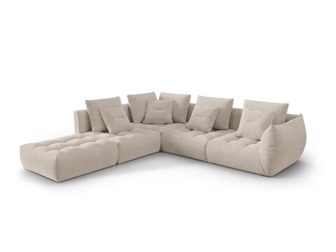 Coltar modular stanga 4 locuri, Bloom-86, Micadoni Home, 316x310x95 cm, tesatura structurata, bej inchis