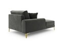 Sezlong living stanga, Madara, Mazzini Sofas, gold legs, 102x182x90 cm, catifea, gri inchis