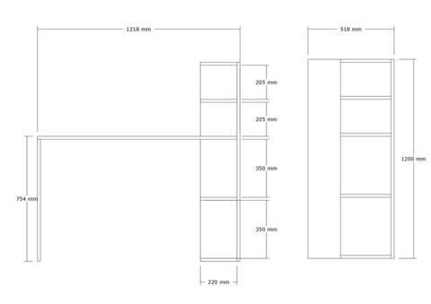 Birou, Asse Home, Burano, 121x51x75 cm, Stejar