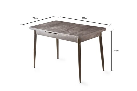 Masa dining extensibila, Nmobb, Ay Mink, 120 x 75 x 70 cm, pal melaminat/metal, gri