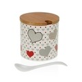 Zaharnita cu capac si lingurita Sweet Hearts, Versa, 8 x 8 x 8 cm, ceramica