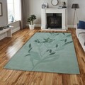 Covor Leaf Bedora, 80x150 cm, 100% lana, verde, finisat manual