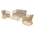 Set mobilier pentru exterior, 4 piese Surabaya, 77x67.5x79 cm, aluminiu/sticla securizata, natur/gri