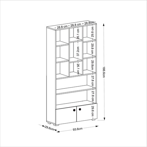 Corp biblioteca, Olivia, Penguen, 93.6x186.6x29.6 cm, PAL, Antracit