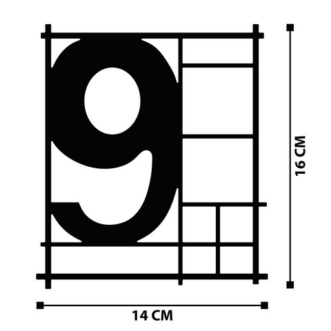 Decoratiune de perete, Nine, Metal, Dimensiune: 14 x 16 cm, Negru