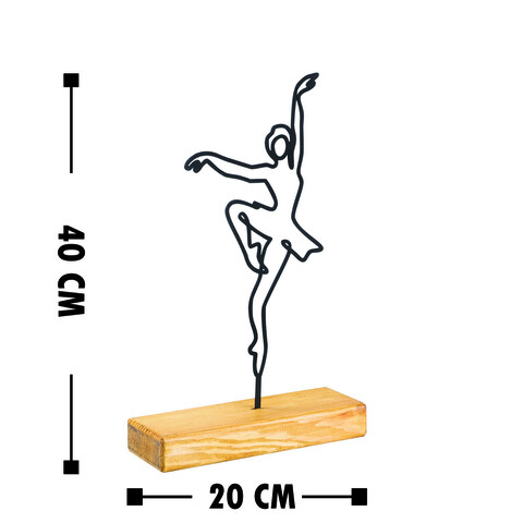 Decoratiune, Ballerina, 20x40x4 cm, Metal, Negru