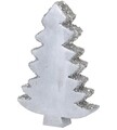 Decoratiune Xmas Tree, 15x3x22 cm, lemn de mango, paiete argintii