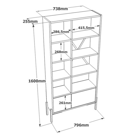 Corp biblioteca, Locelso, BO1, 79.6x160x25.5 cm, Maro / Antracit