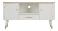 Comoda TV, Matera, Mauro Ferretti, 117 x 40 x 60 cm, lemn frasin/lemn pin/MDF/fier, alb/maro