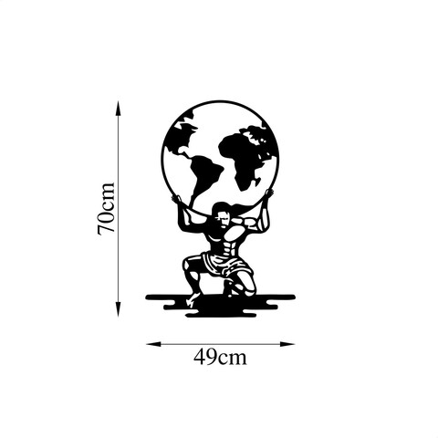 Decoratiune de perete, Atlas, Metal, Dimensiune: 49 x 70 cm, Negru