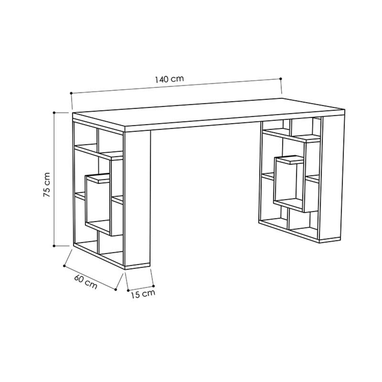 Birou Labirent, Pakoworld, 140x60x75 cm, PAL melaminat, alb