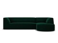 Coltar dreapta 4 locuri, Ruby, Micadoni Home, BL, forma rotunjita, 273x180x69 cm, catifea, verde bottle