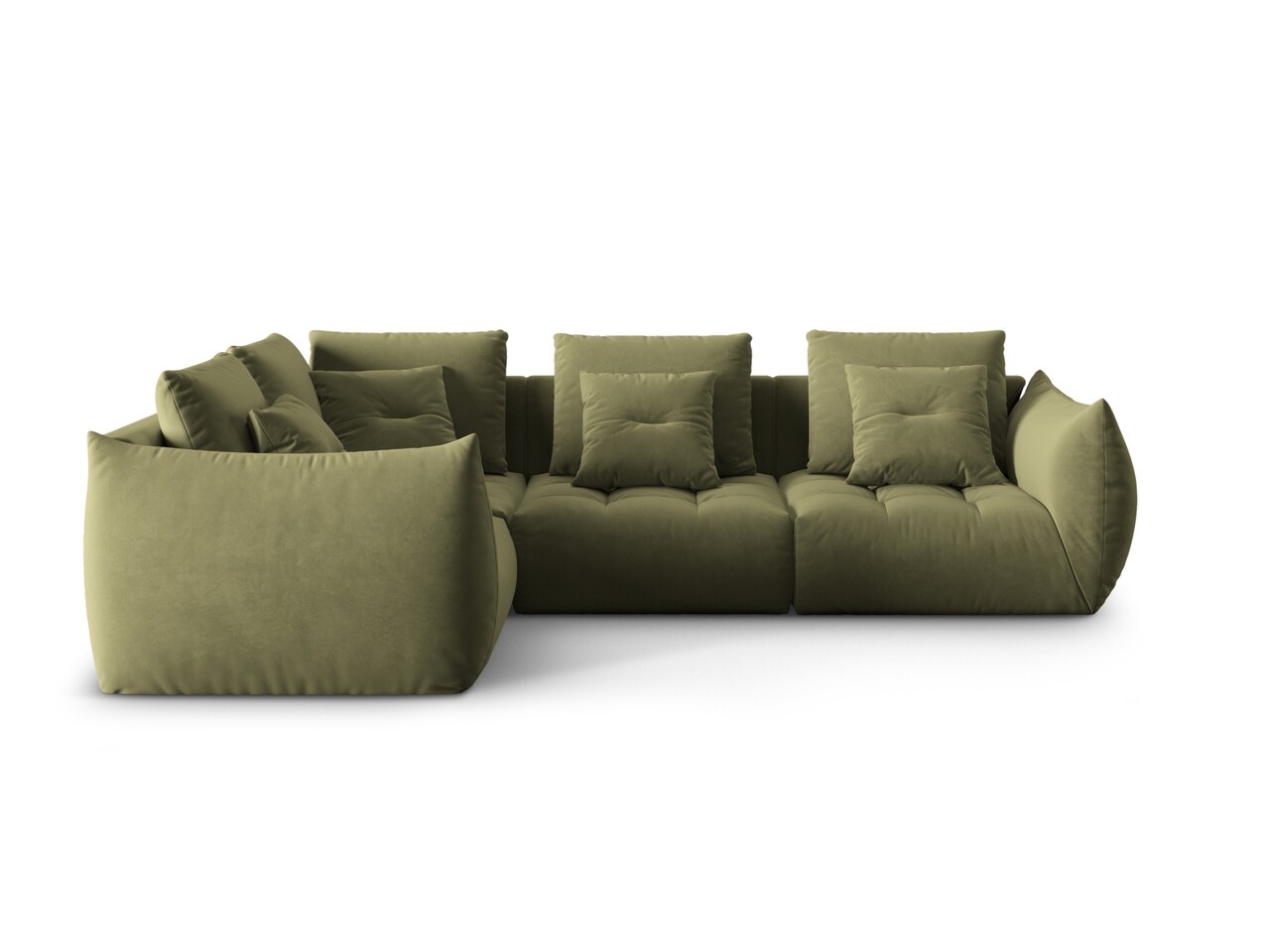 Coltar modular stanga 3 locuri, Bloom-184, Micadoni Home, 316x216x95 cm, catifea, verde deschis - 1 | YEO