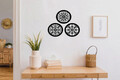 Decoratiune de perete, Rustic Circles, Metal, 30 x 30 cm, 3 piese, Negru