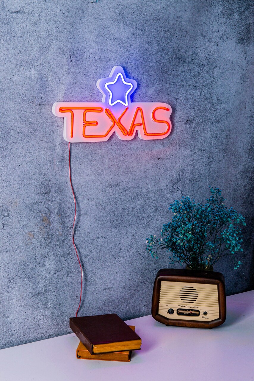 Decoratiune luminoasa LED, Texas Lone Star Blue, Benzi flexibile de neon, DC 12 V, Rosu albastru - 1 | YEO