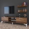 Comoda TV cu 2 rafturi de perete A4 - 182, Wren, 150 x 30 x 43.7 cm/50 x 15 x 13 cm, walnut