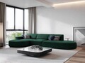 Coltar stanga 4 locuri, Jodie, Micadoni Home, BL, forma rotunjita, 342x166x70 cm, poliester, verde