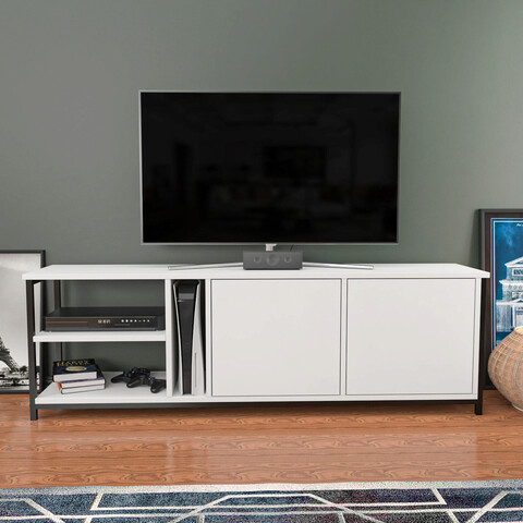 Comoda TV, Retricy, Primrose, 160x35.3x50.8cm, PAL, Negru / Alb