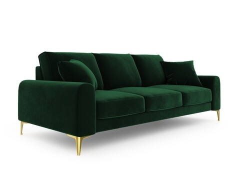 Canapea, Madara, Mazzini Sofas, 4 locuri, gold legs, 237x102x90 cm, catifea, verde bottle