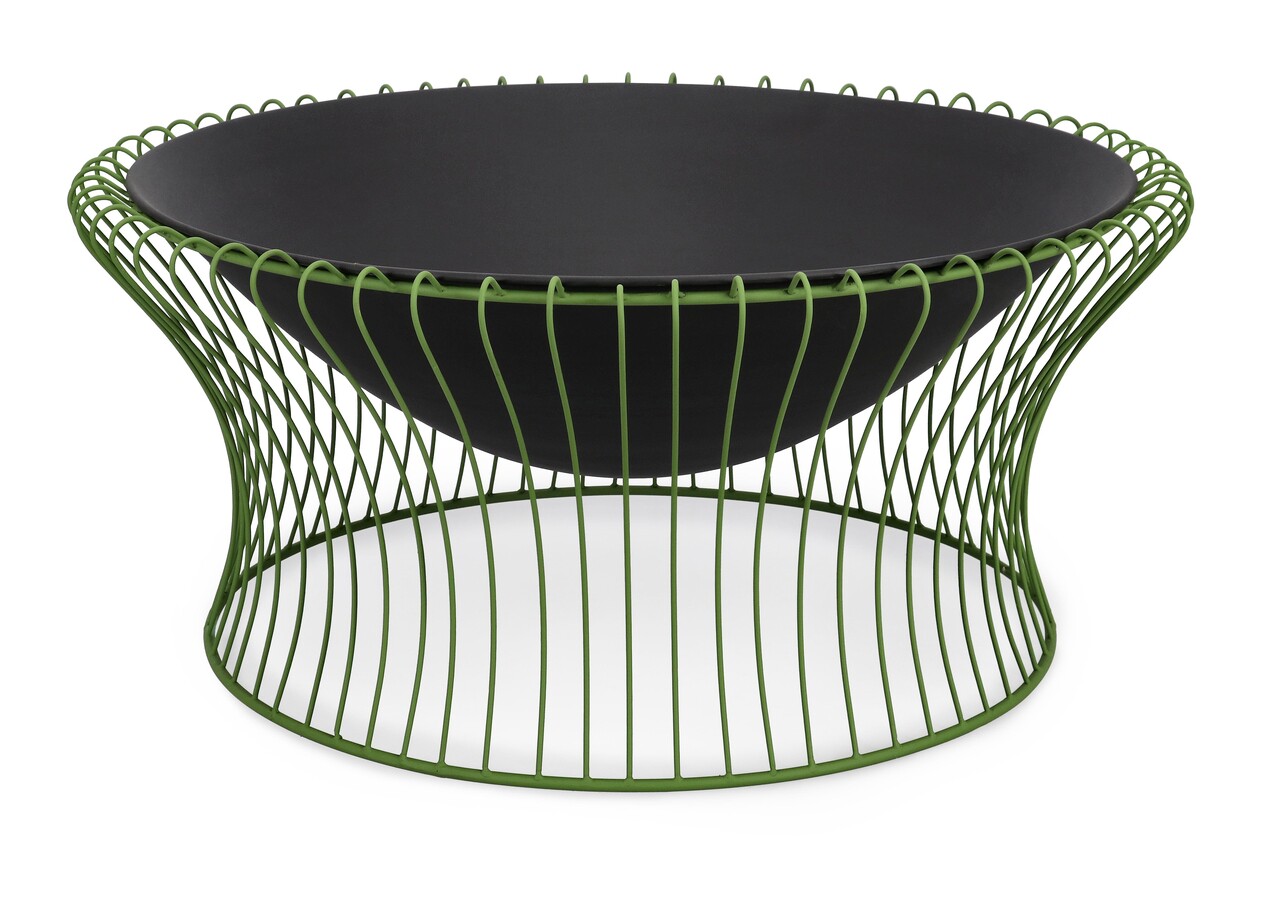 Semineu aer liber Brazier Maylis, Bizzotto, D78x34.5 cm, otel, verde