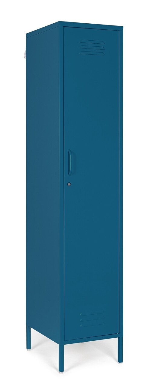 Dulap cu 1 usa Cambridge, Bizzotto, 46 x 38 x 185 cm, otel, albastru