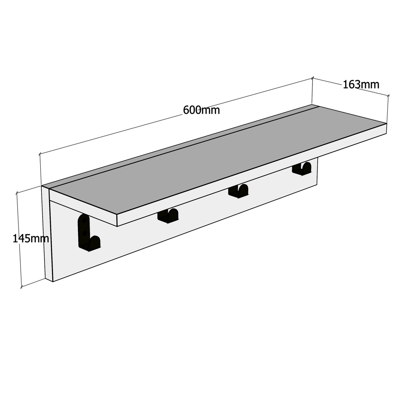 Raft pentru perete Ayla, Puqa Design, 60x16,3x14,5 cm, alb - 2 | YEO